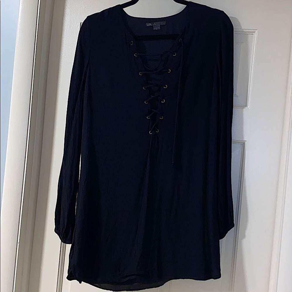 Black midlength tie dress
